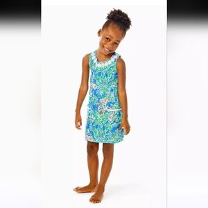 Lilly Pulitzer Blue Floral Dress with Pink and Green Size 12/14 XL